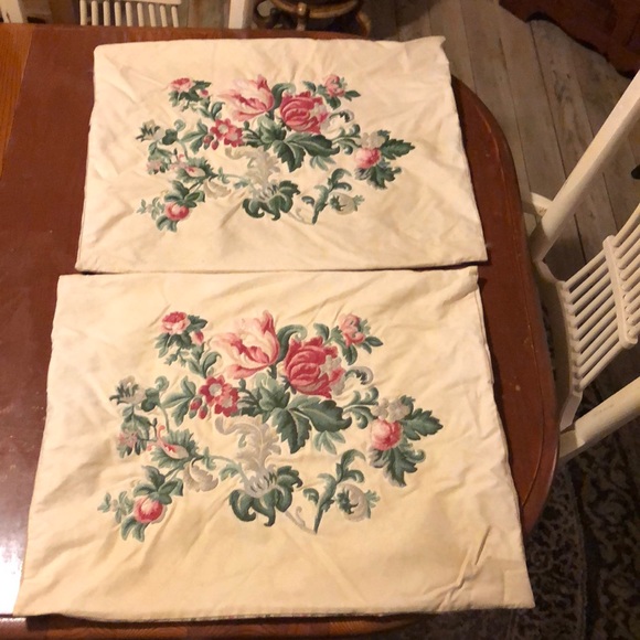 Hand Embroidered Floral Pillow Covers